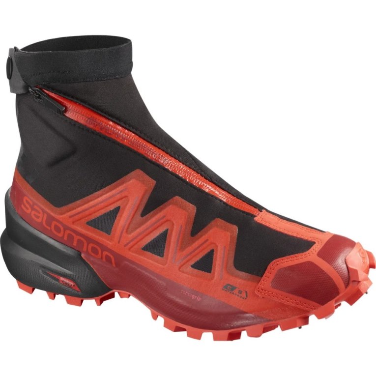 Black / Red Salomon Snowspike CSWP Men\'s Trail Running Shoes | IE JU9314